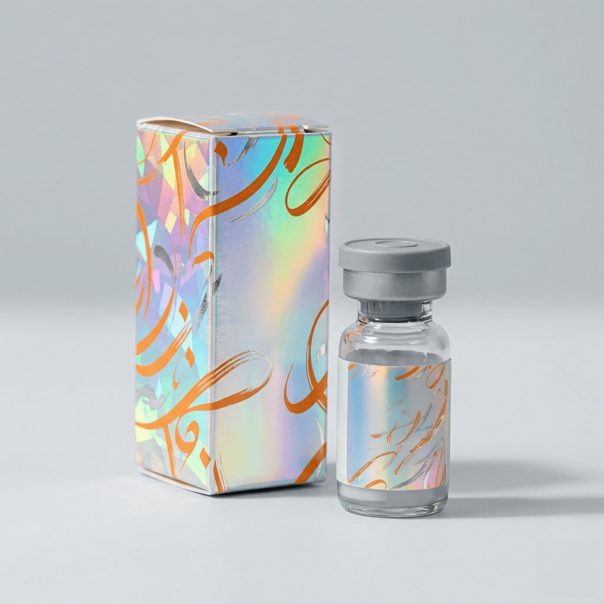holographic cardboard secondary box for peptide vials premium packaging