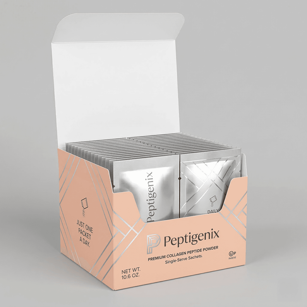 peptide display box with sachets pharmaceutical retail packaging